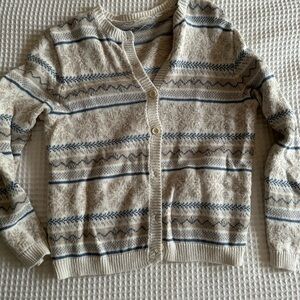 Cozy White and Blue Patterned Christmas Women's Sweater
